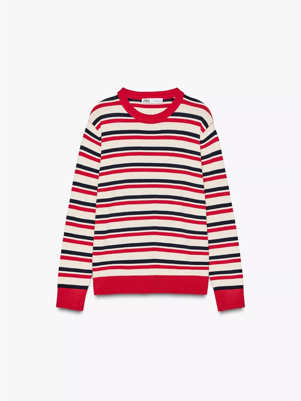 Zara Red, Navy & Cream Striped Sweater